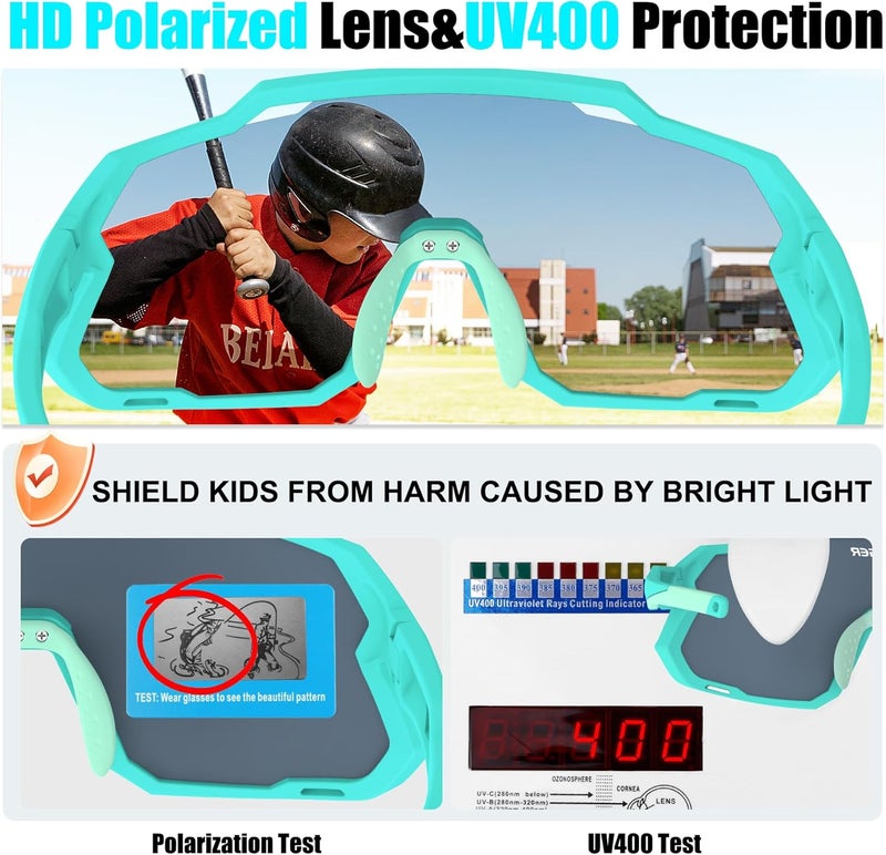Xtiger Kids Sunglasses Polarized Youth Baseball Sunglasses for 8-14 boys girls UV400 Sports Softball Cycling Glasses - Image 4